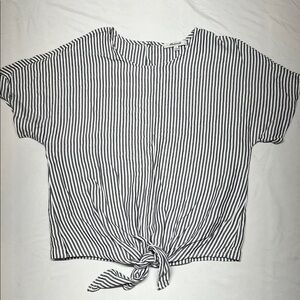 Madewell Striped Tie-Front Short Sleeve Tee